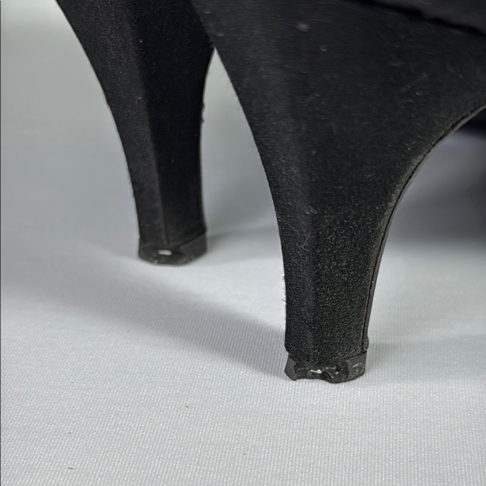 Vintage St John Black Satin Heels Emily Faille Paillette Italy 1998 - Picture 14 of 16